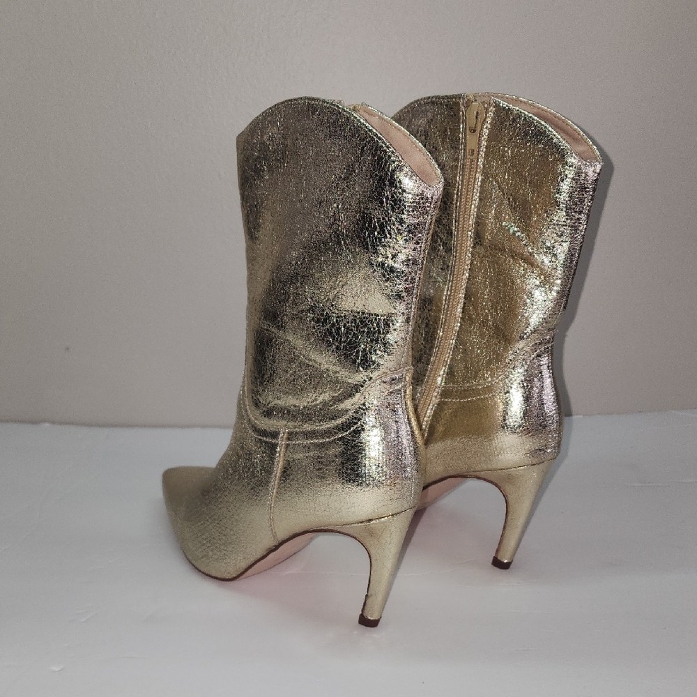 Chase + Chloe Metallic Gold Heeled Boots - Picture 5 of 7